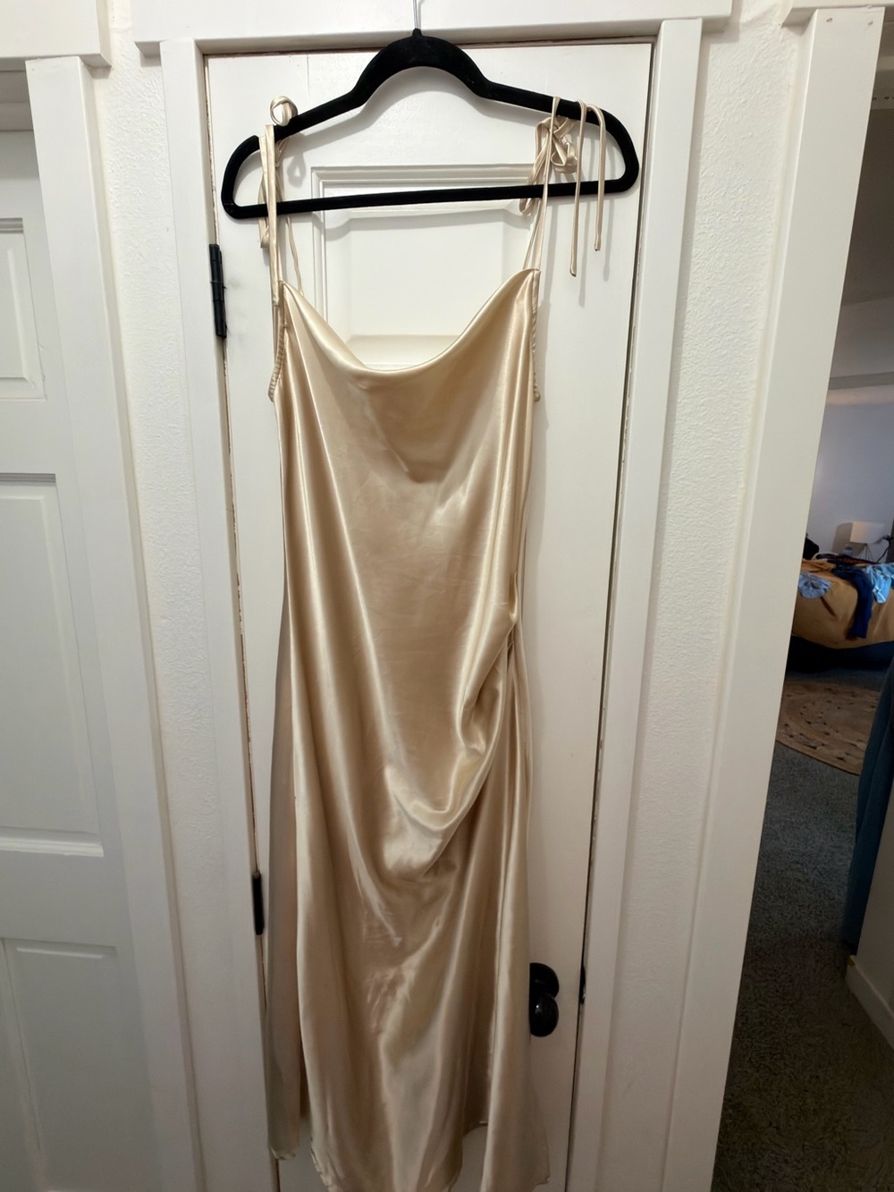 Slip Satin Midi Dress in Champagne